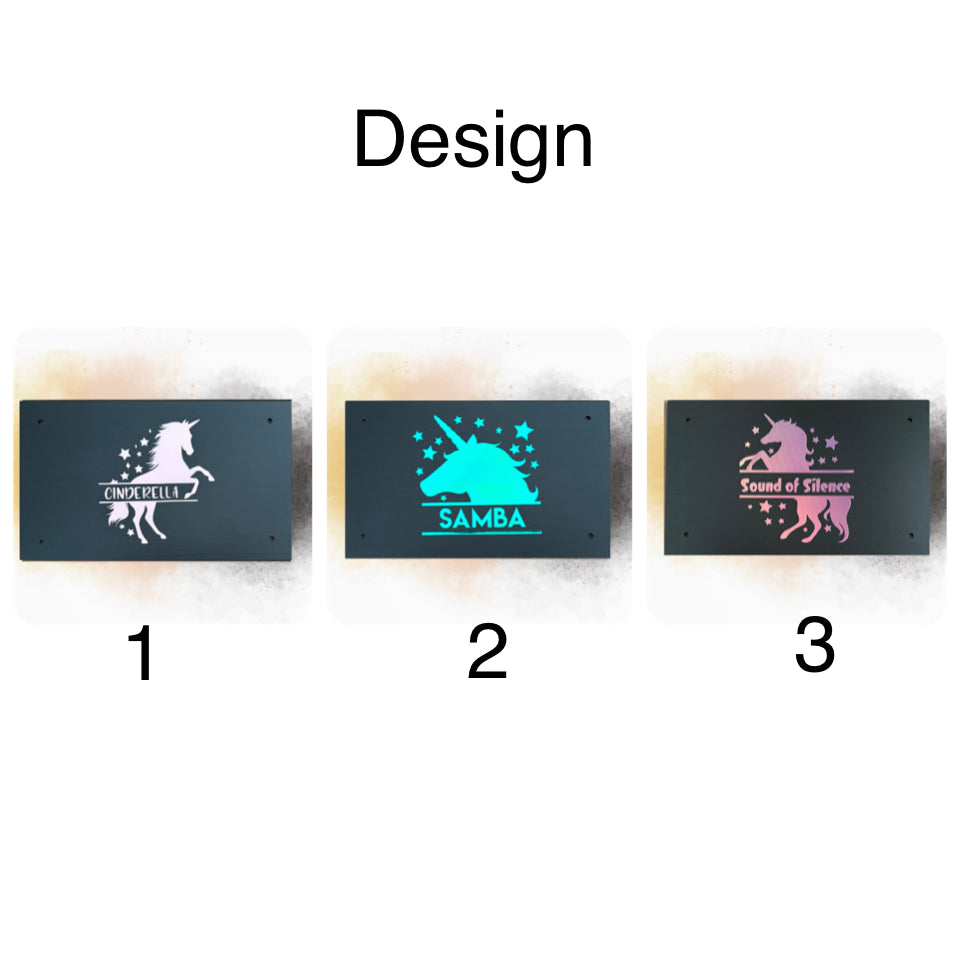 Individuelle Boxentafel Alu Brushed Unicorn