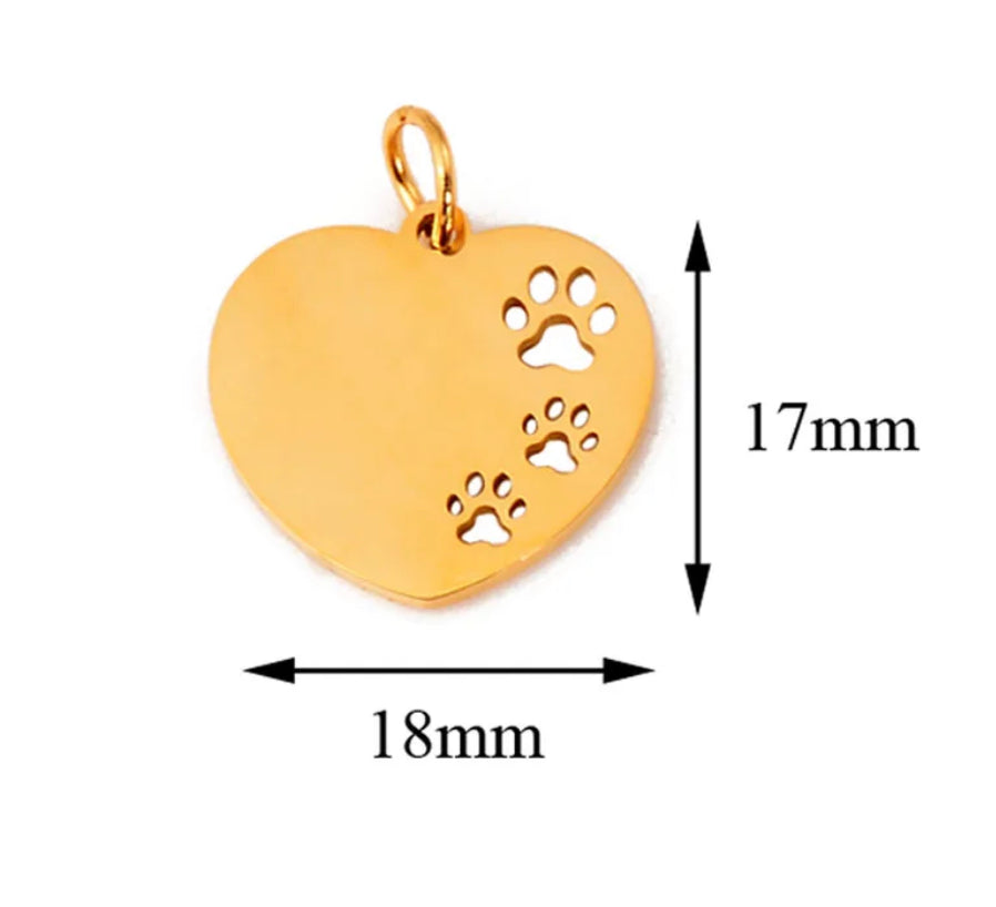 Edelstahl Charm Pfotenherz
