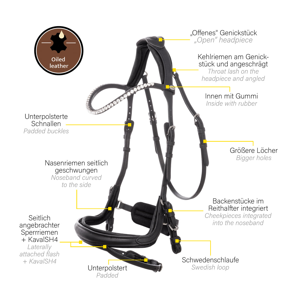 Trense Caliano geöltes Leder