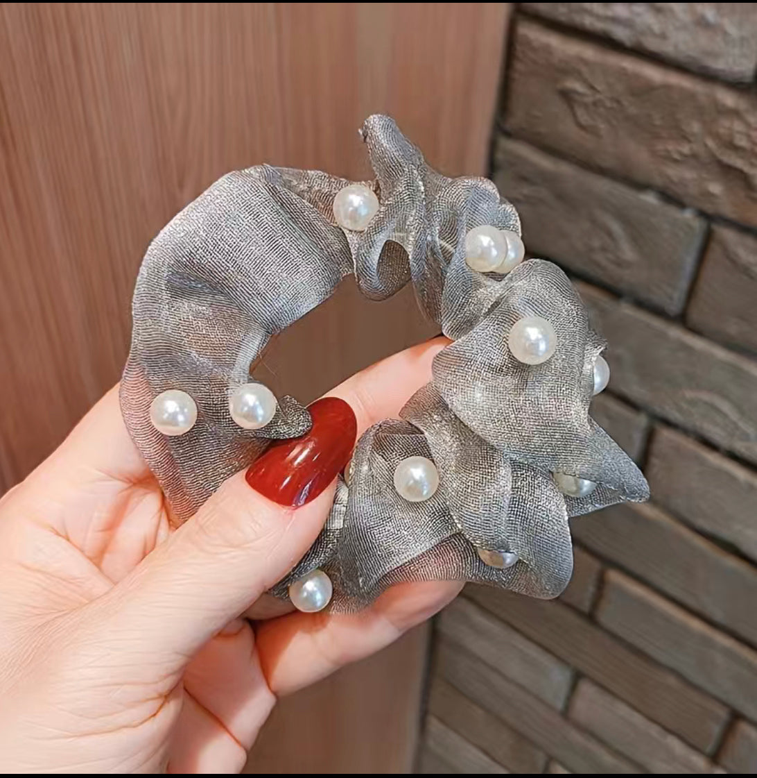 2er Set Tüllhaarband Pearls