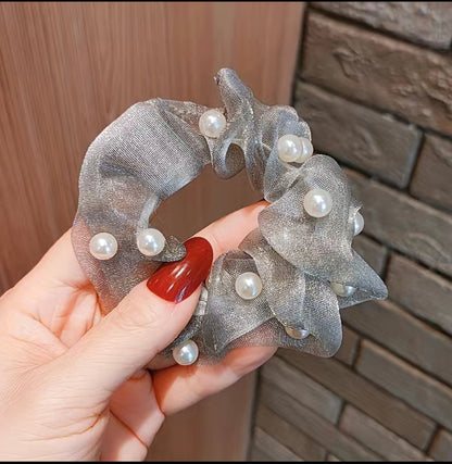 2er Set Tüllhaarband Pearls