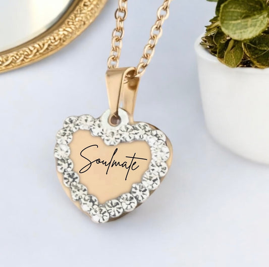 Halskette Love Diamond Heart individuell graviert