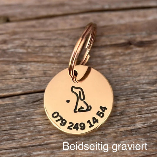 Marke Dog Circle beidseitig individuell graviert