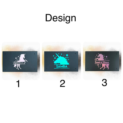 Individuelle Boxentafel Alu Brushed Unicorn