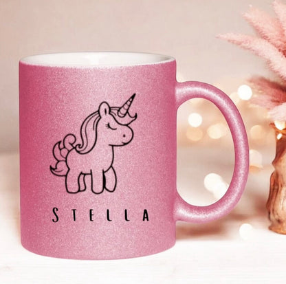 Individuelle Glitzertasse Unique