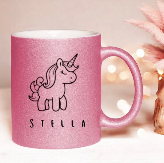 Individuelle Glitzertasse Unique