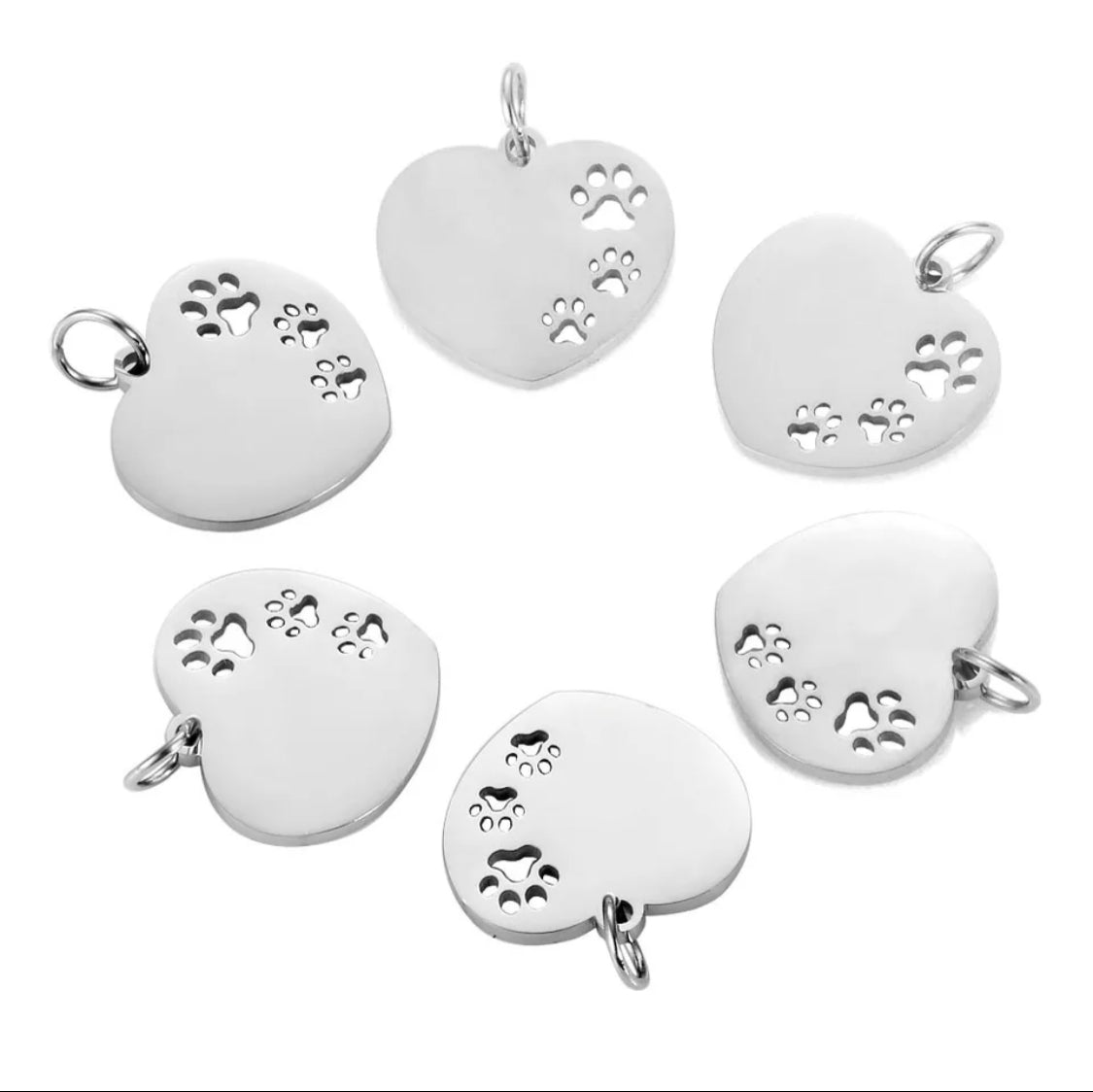 Edelstahl Charm Pfotenherz