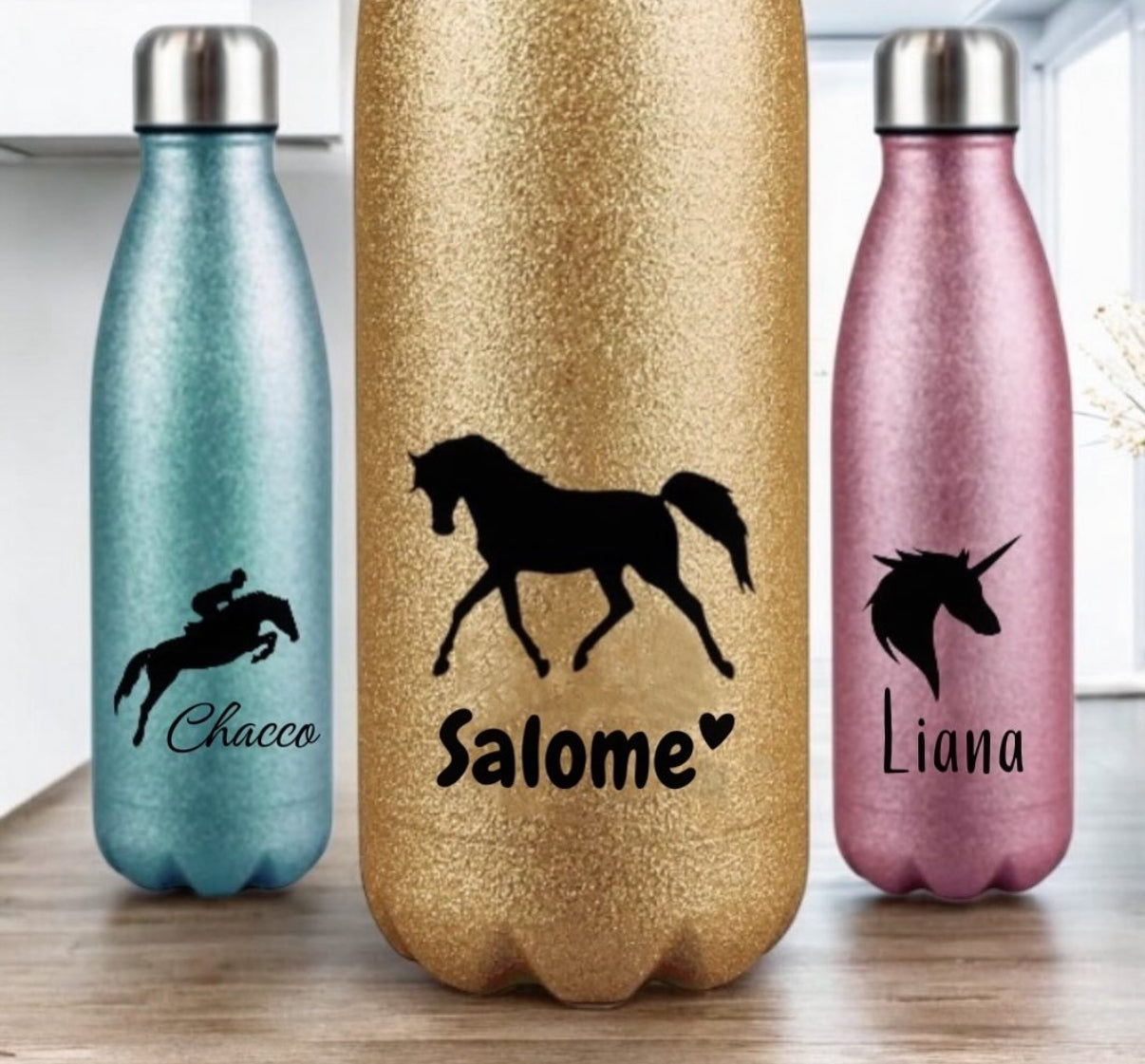 Individuelle Glitzer-Thermosflasche Unique