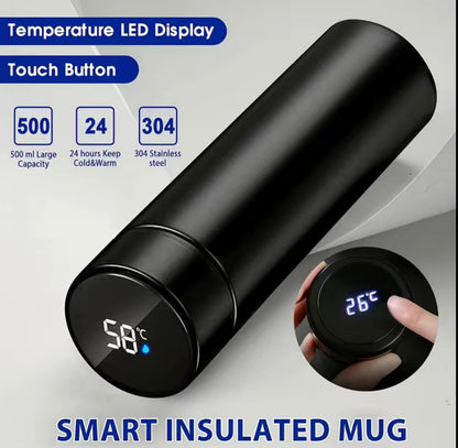 Thermosflasche mit Temperaturanzeige und individuellem Schriftzug