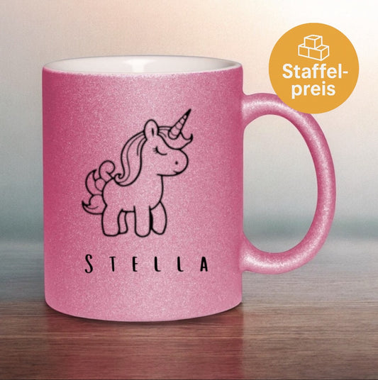 Individuelle Glitzertasse Unique