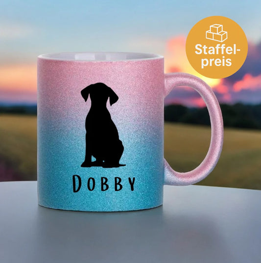 Individuelle Glitzertasse Sunrise