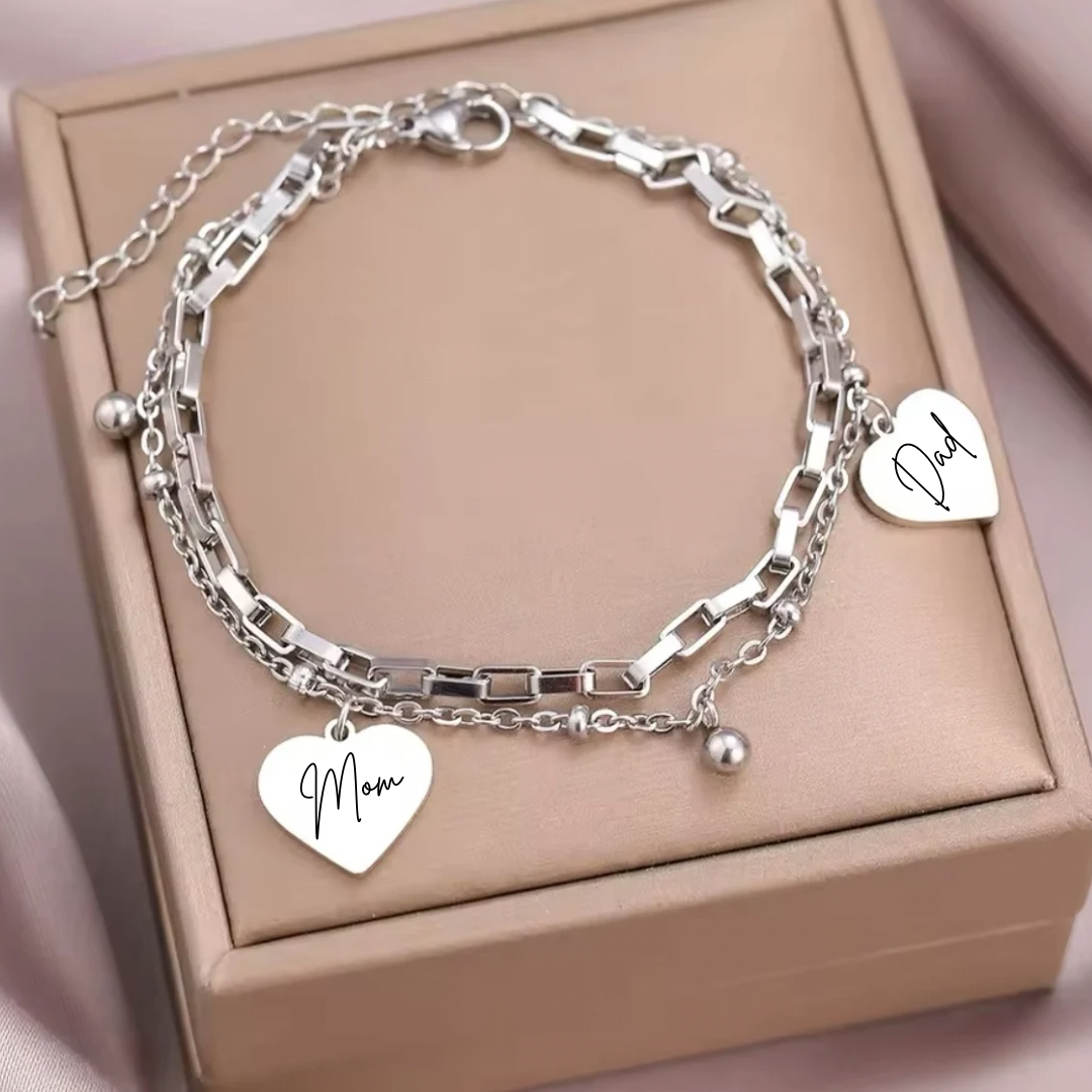 Armband Double Heart individuell graviert
