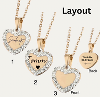 Halskette Love Diamond Heart individuell graviert