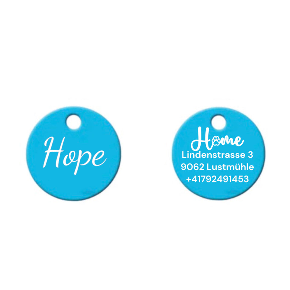 Pet Secure Aluminium Marke Rund individuell Graviert