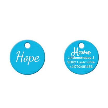 Pet Secure Aluminium Marke Rund individuell Graviert