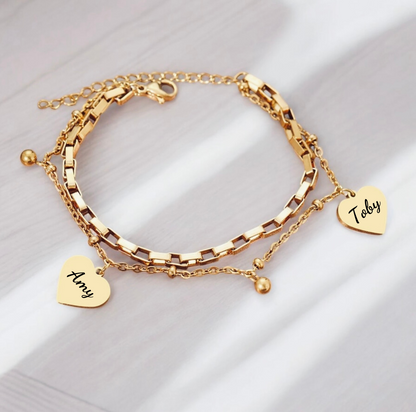 Armband Double Heart individuell graviert