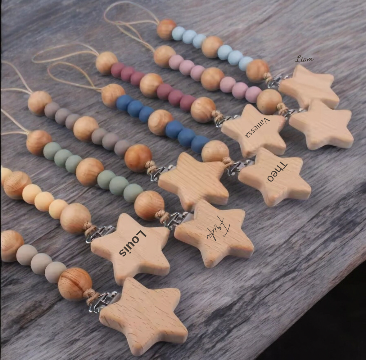 Schnullerkette Star individuell graviert