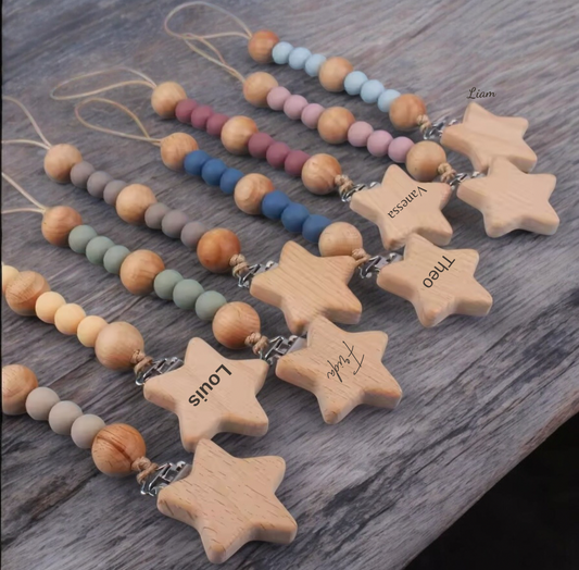 Schnullerkette Star individuell graviert