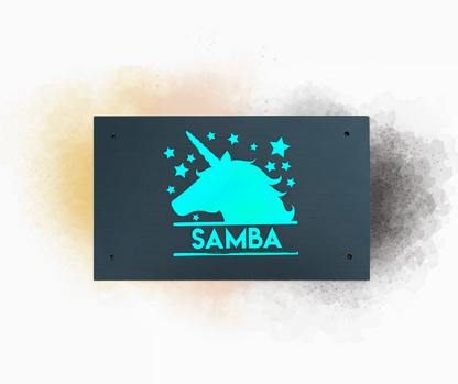 Individuelle Boxentafel Alu Brushed Unicorn