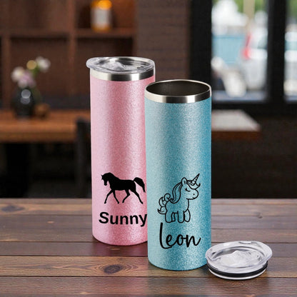 Individueller Glitzer-Thermosbecher Unique