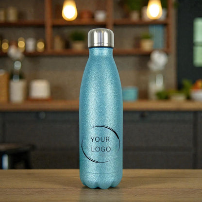 Individuelle Glitzer-Thermosflasche Logo