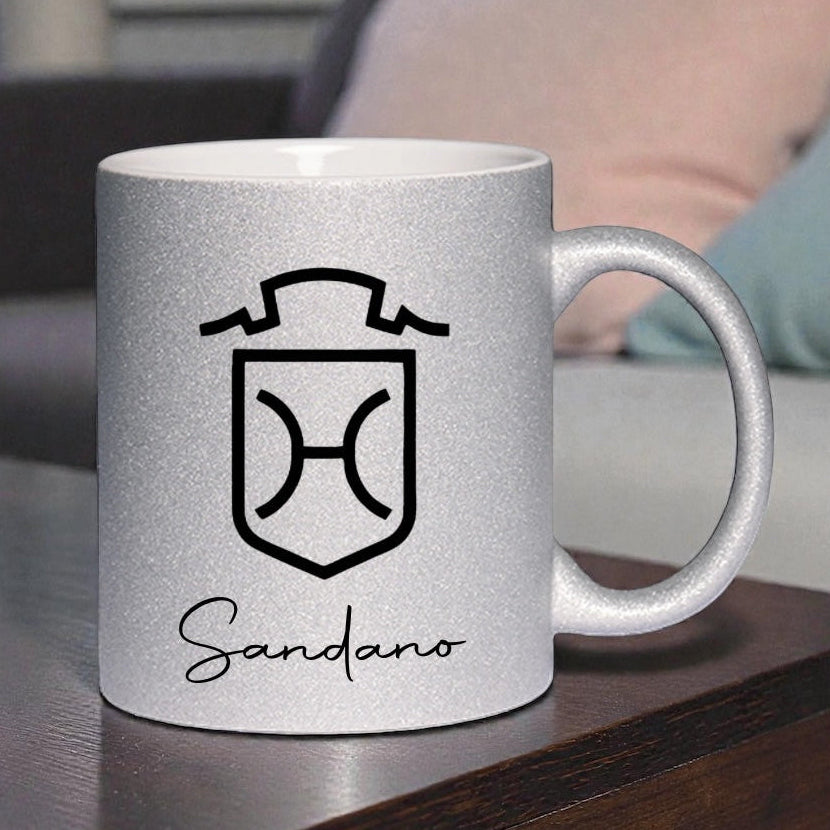 Individuelle Glitzertasse Brandzeichen