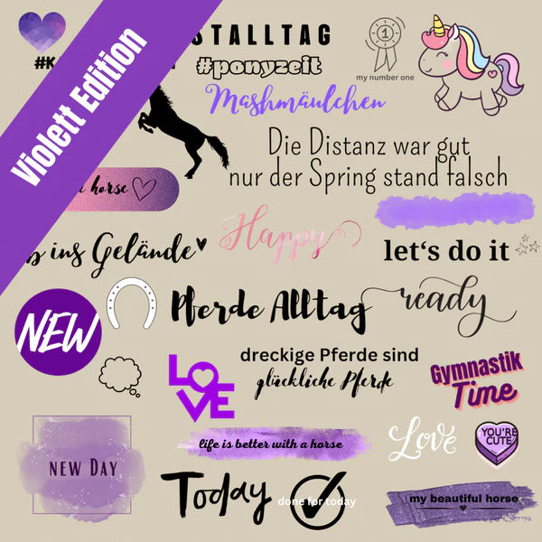 Instagram Story Stickers Horse Love Violett Edition