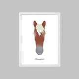 Portrait von deinem Pferd A3 farbig mit Rahmen