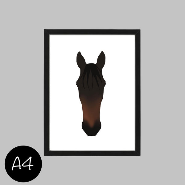 Portrait von deinem Pferd A4 farbig mit Rahmen